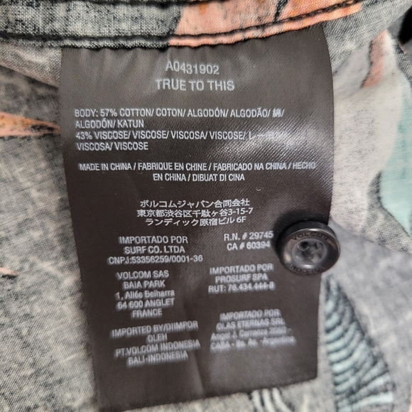 VOLCOM SHIRT FLORAL MODERN FIT VERANO STONE BLACK, SIZE SMALL - Picture 9 of 11